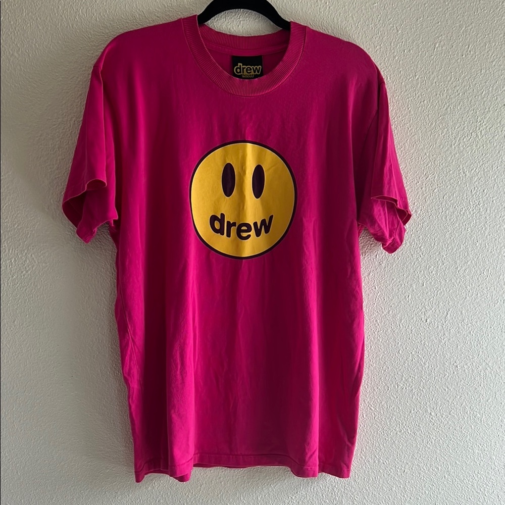 Drew magenta Smiley Face T-Shirt, size Large